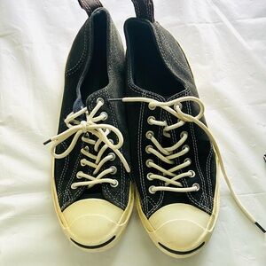 VNTG Jack Purcell Converse Black Canvas Sneakers with White Laces